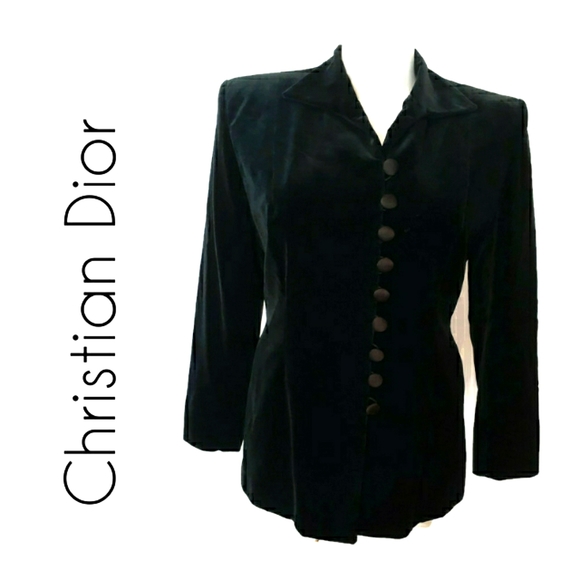Christian Dior Vintage Velvet Black Jacket Size 16